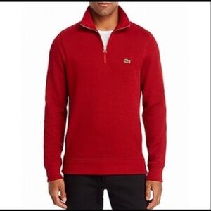 Y2K Lacoste 1/4 Zip Lightweight Sweatshirt Men Sz 5 Red/Navy Blue Excellent cond